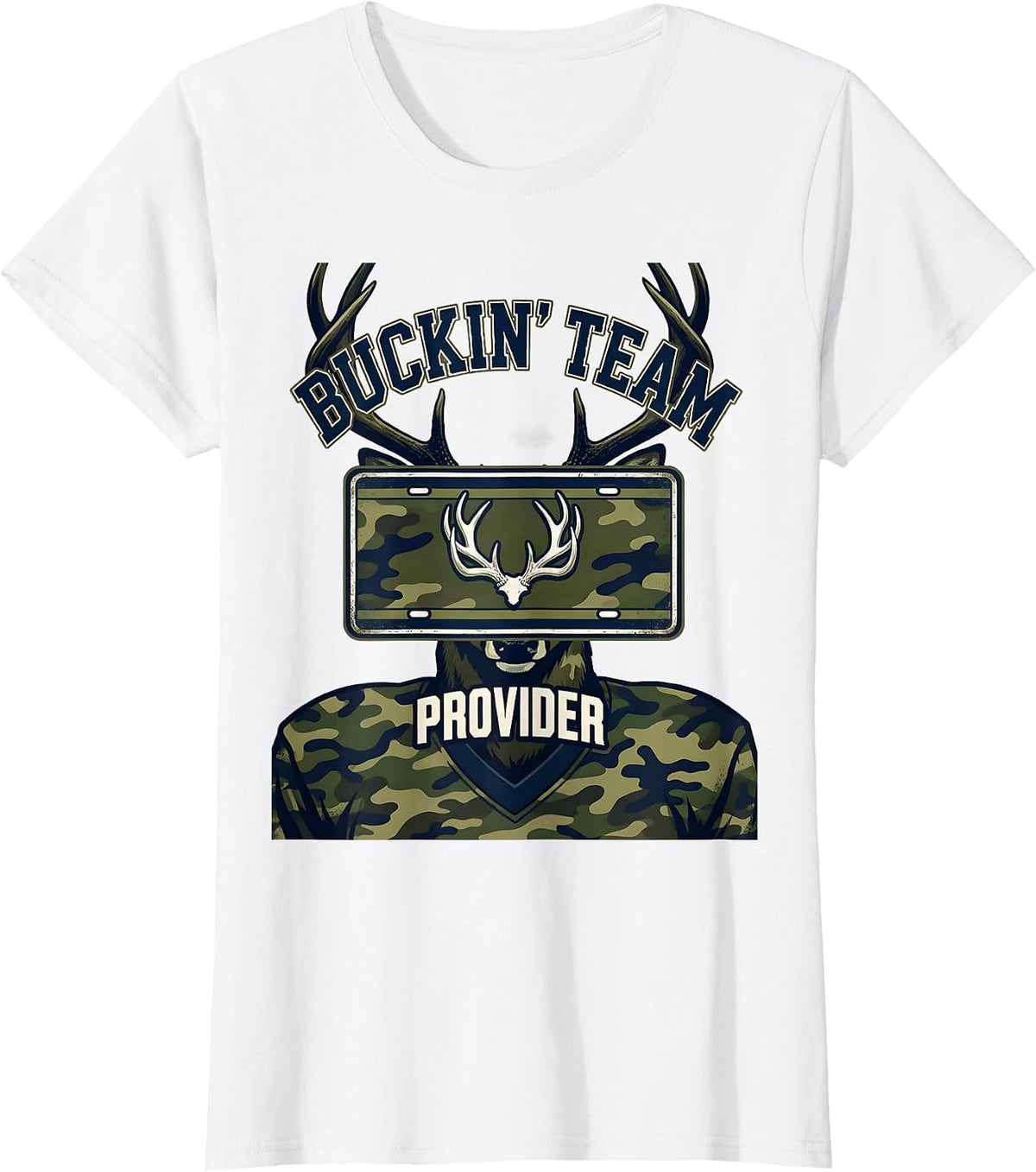 Buckin' Team Provider Sports Humor Hunting Dad Camo T-Shirt - White