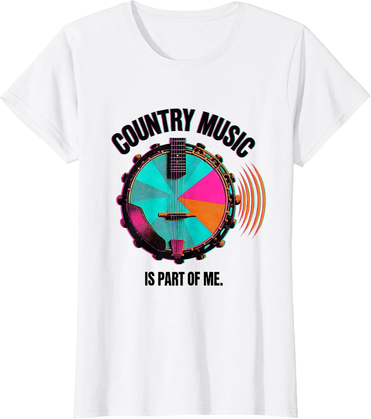 Women's Country Music Is Part Of Me Risograph Country Fan Casual T-Shirt - White