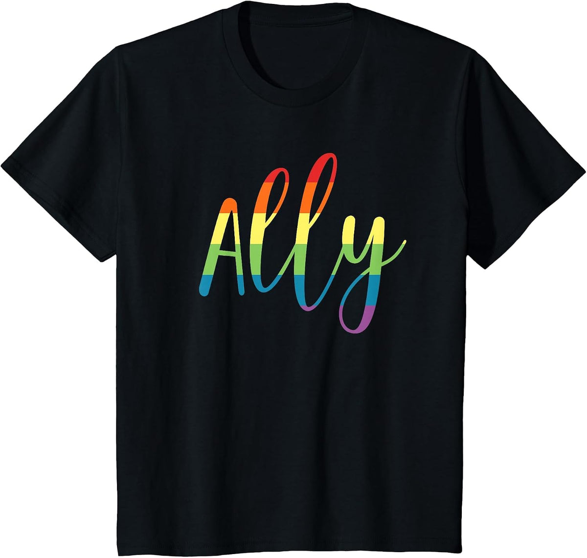 Ally Gay Lesbian Pride Support LGBTQ Equality Rainbow T-Shirt - Black