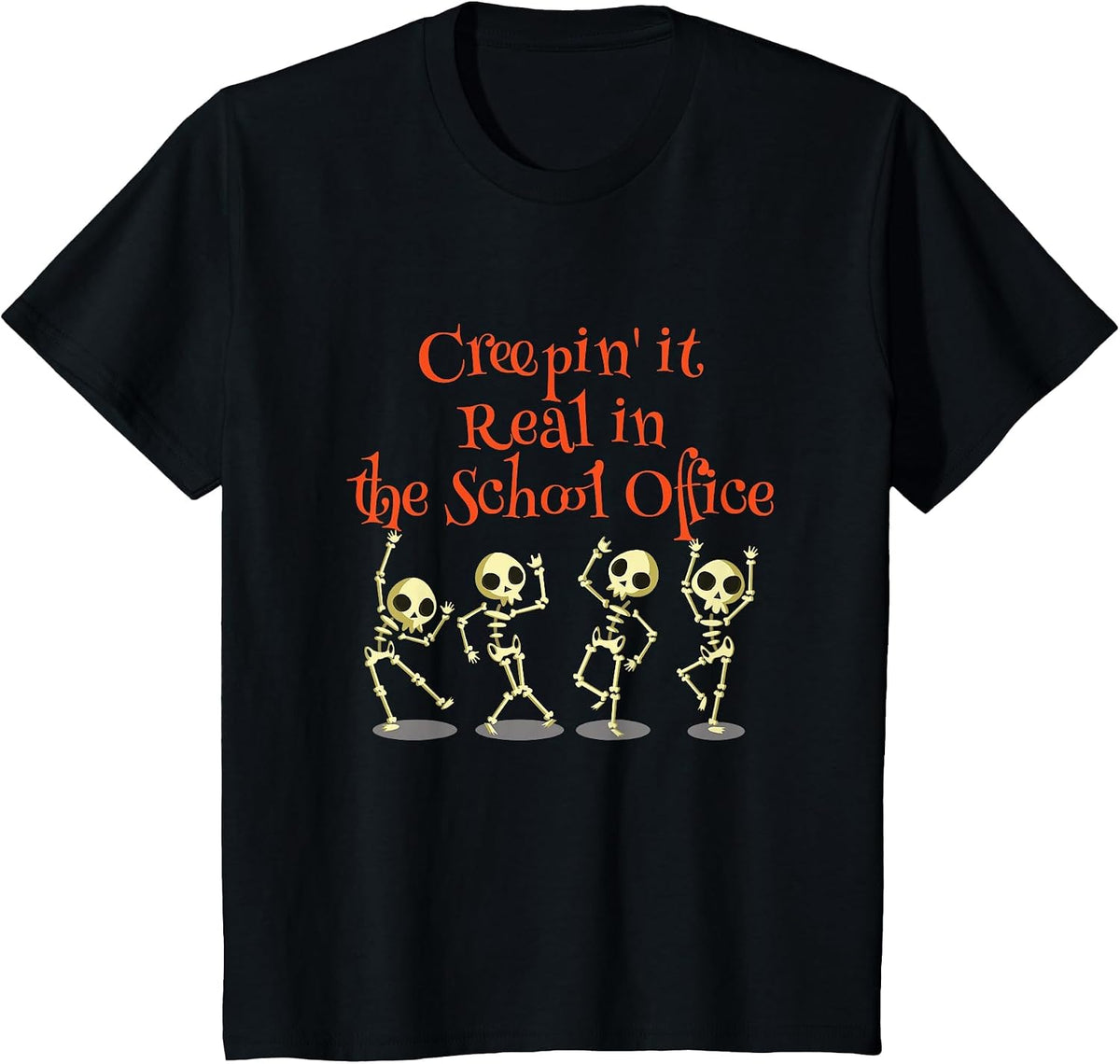 School Office Clerk Creepin' it Real Halloween Teacher Shirt T-Shirt - Black