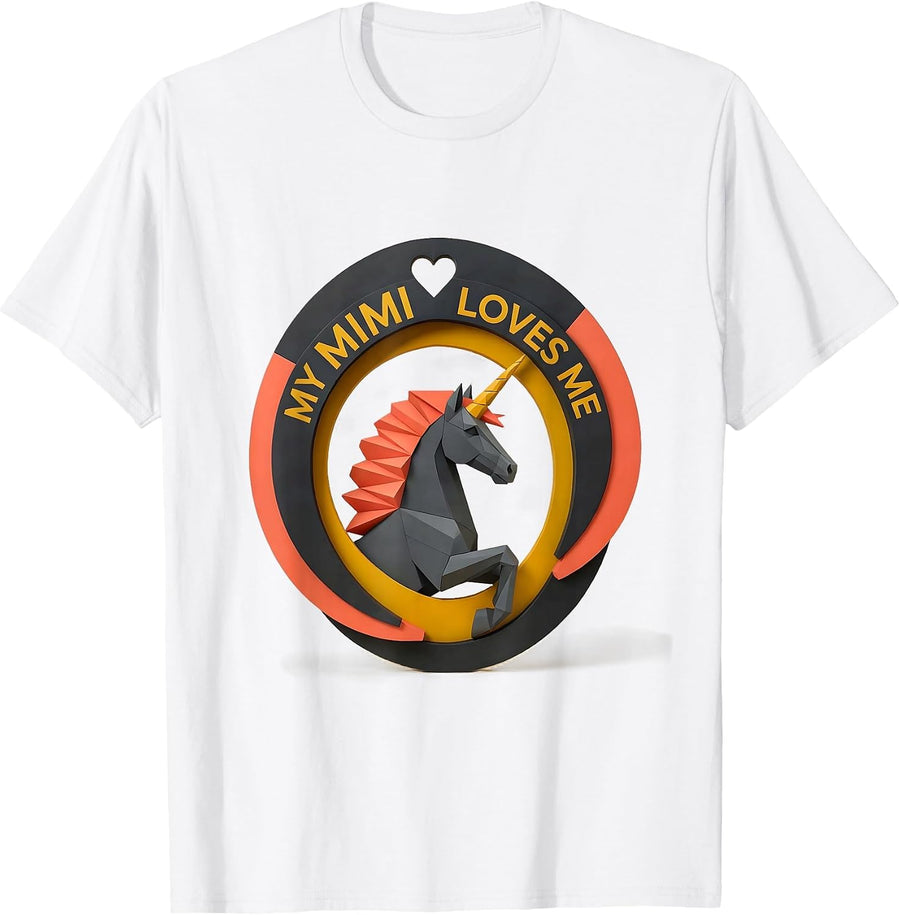 My Mimi Loves Me Midcentury Modern Unicorn Grandchild Gift T-Shirt - White