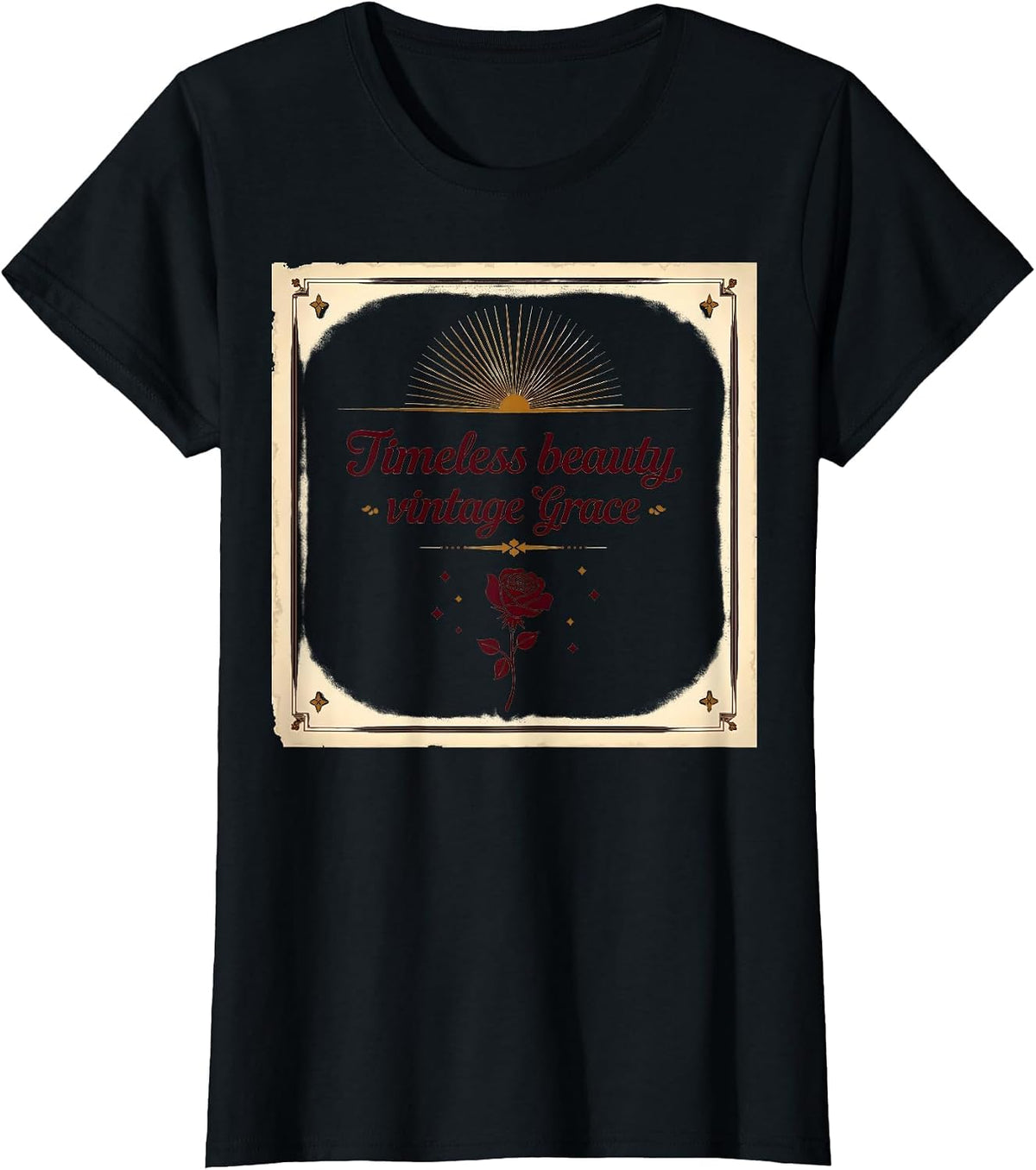 Vintage 1975 Timeless Beauty Grace Design T-Shirt - Black