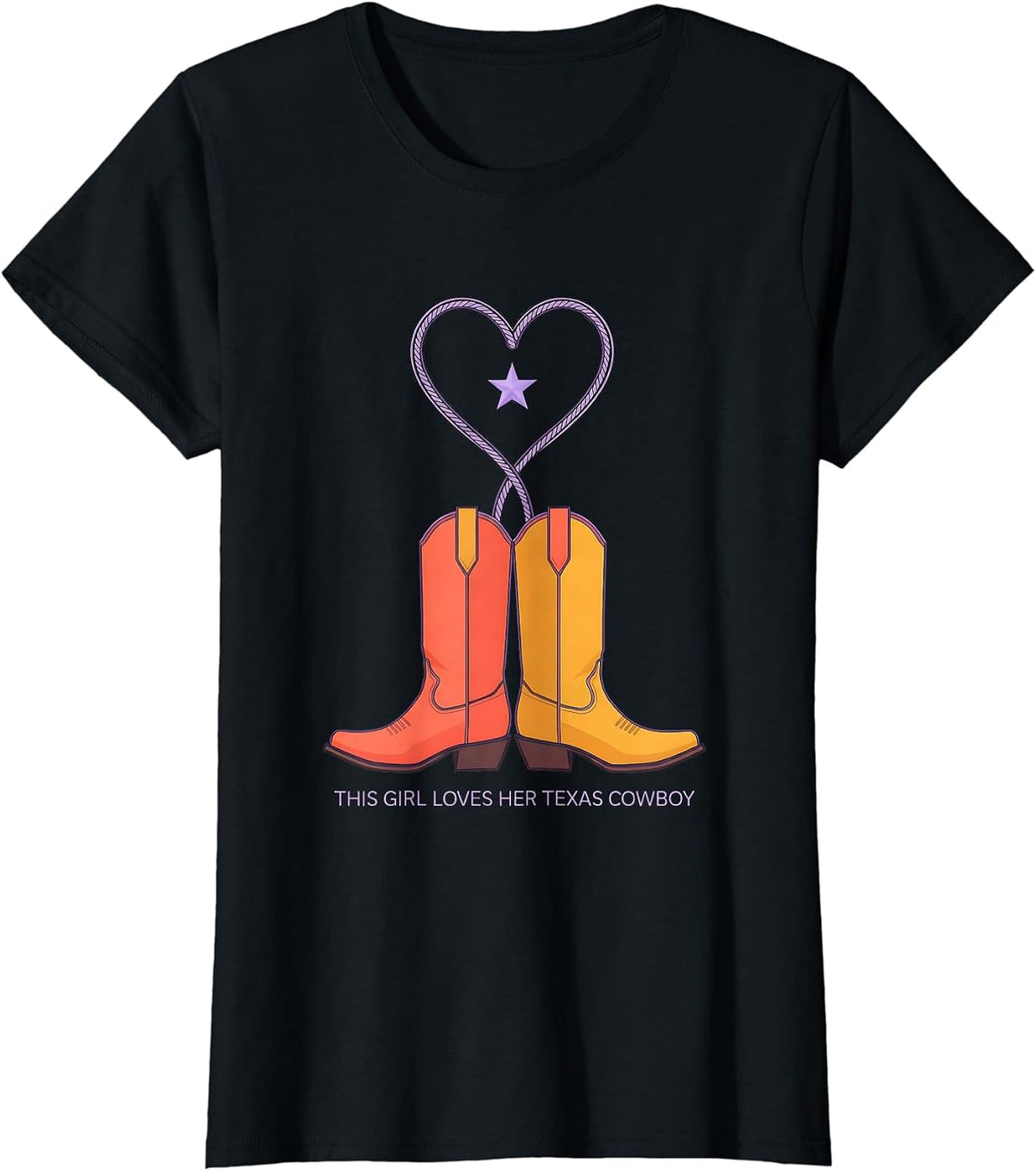 This Girl Loves Her Texas Cowboy Cute Texas Souvenir Gift T-Shirt - Black