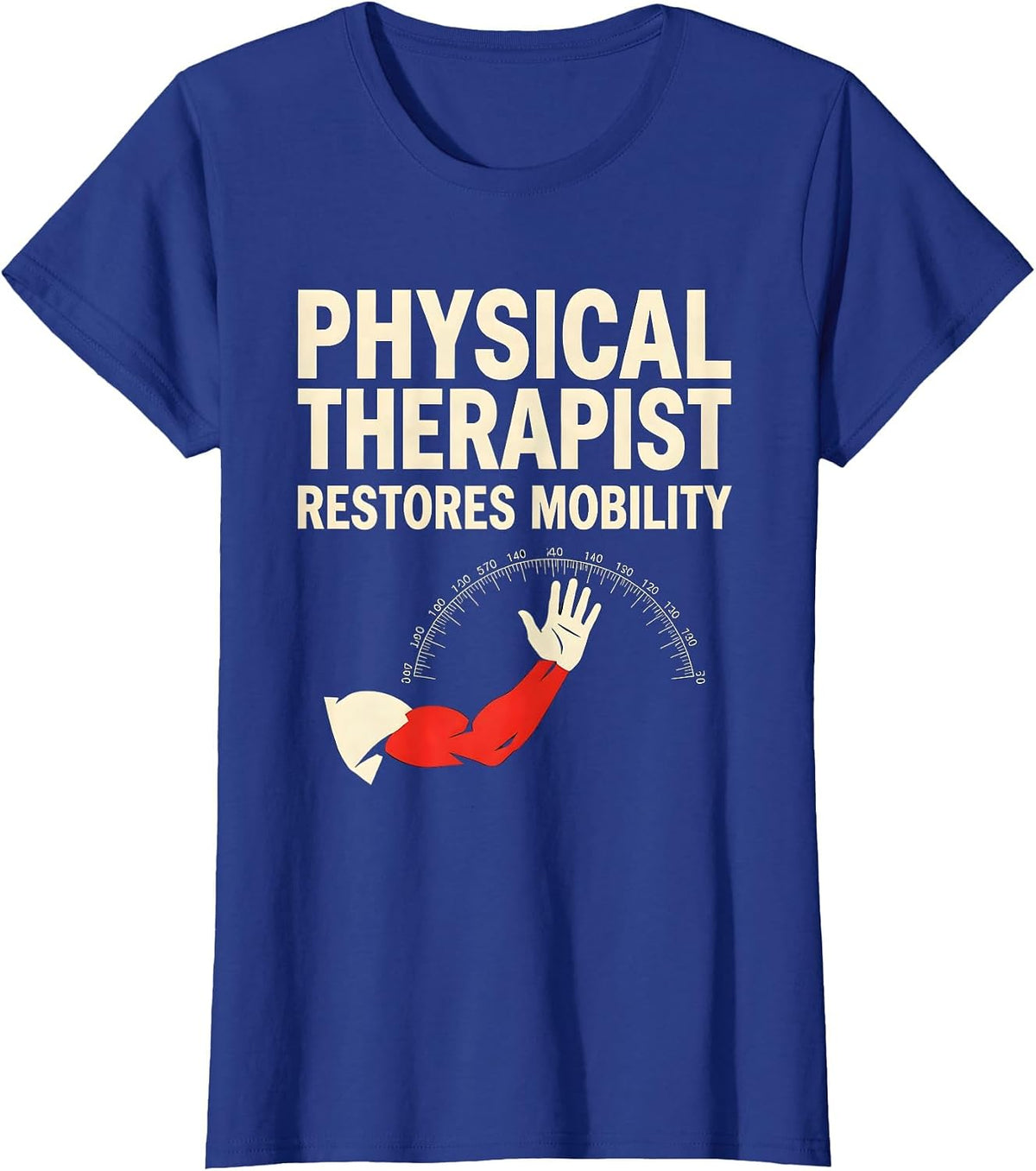 Women's Physical Therapist Restores Mobility Stencil Graphic PT Gift T-Shirt - Royal Blue