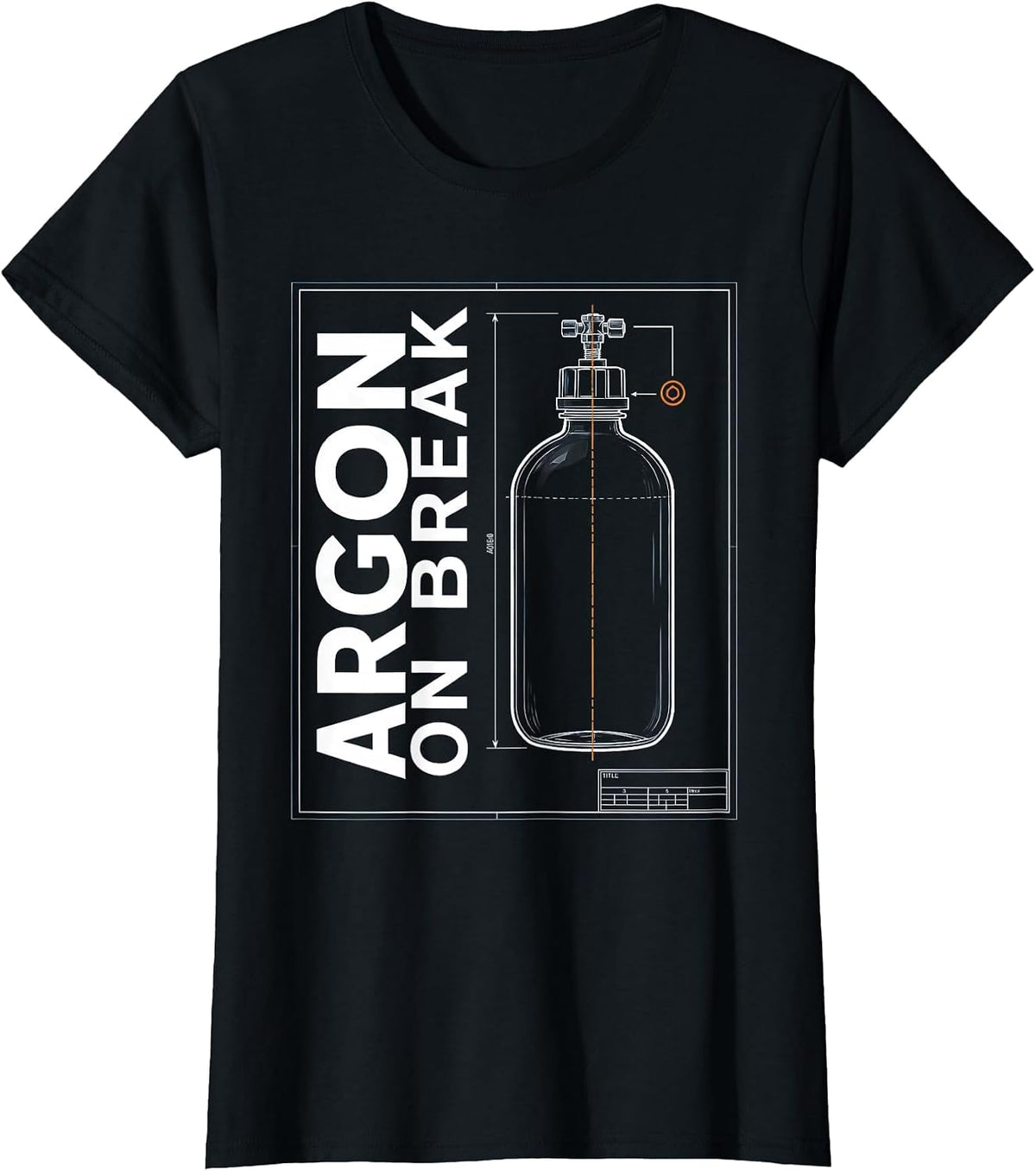 Argon On Break Technical Blueprint Welder Metal Fabricator T-Shirt - Black