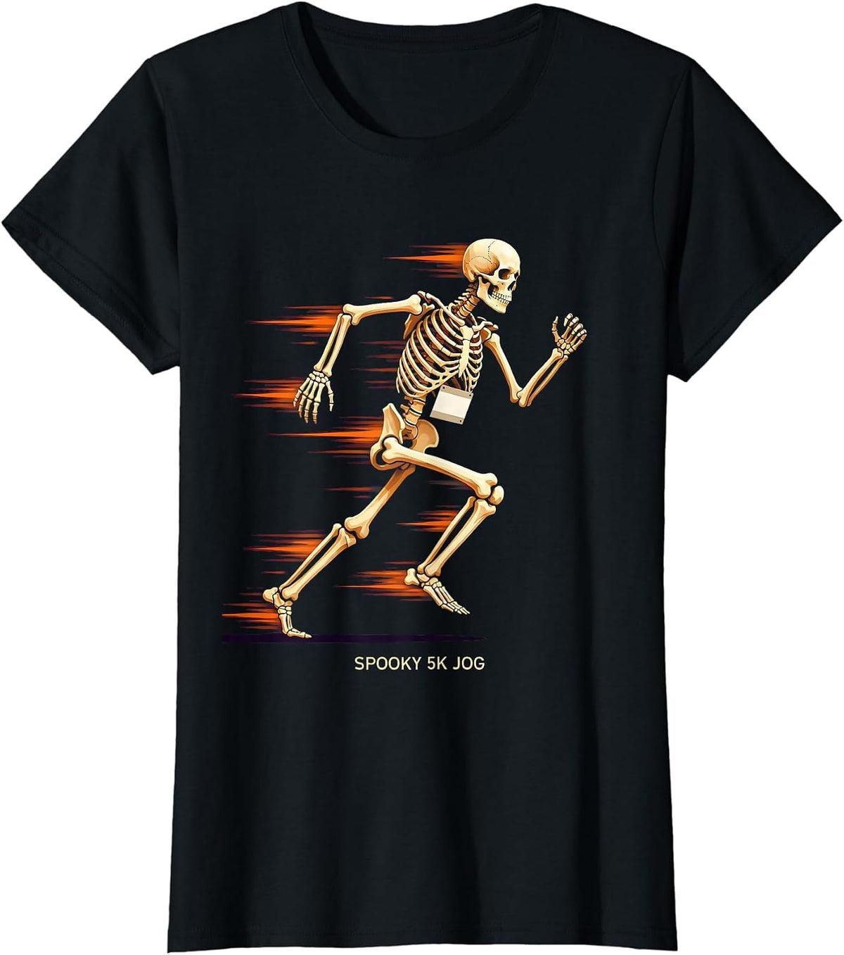 Spooky 5K Jog Funny Skeleton Runner Halloween Race Matching T-Shirt - Black