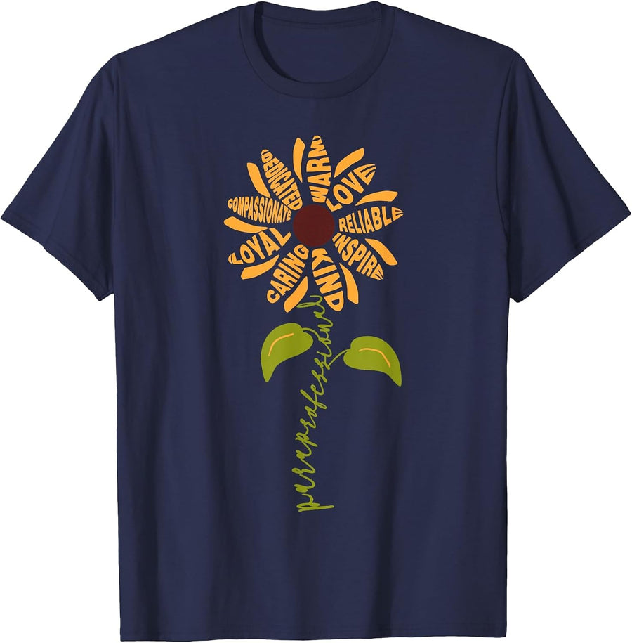 Paraprofessional para Sunflower Teacher Back to School T-Shirt - Navy Blue