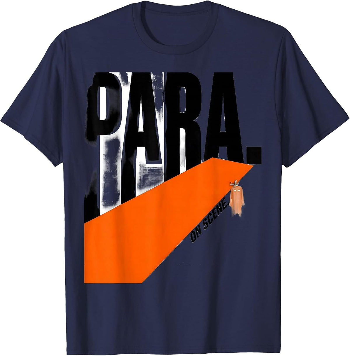 Men's Para On Scene Brutalist Graphic Halloween Para Teacher Gift T-Shirt - Navy Blue