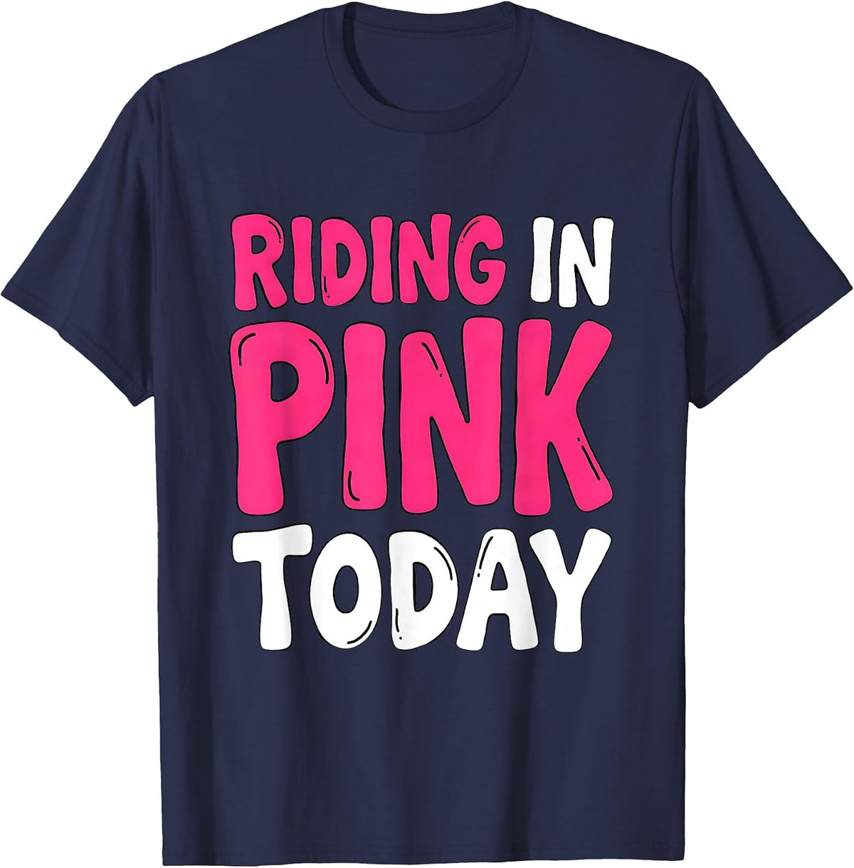 Men's Riding In Pink Today Cowboy Design T-Shirt - Navy Blue