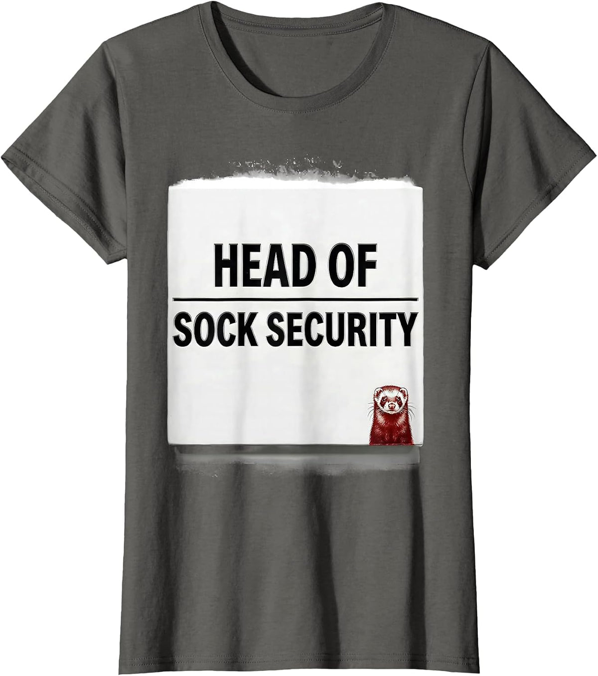 Women's Head Of Sock Security Funny Ferret Lover Gift For Ferret T-Shirt - Asphalt Grey