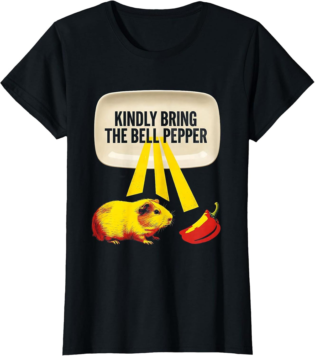 Women's Kindly Bring The Bell Pepper Funny Guinea Pig Cavy Lover T-Shirt - Black