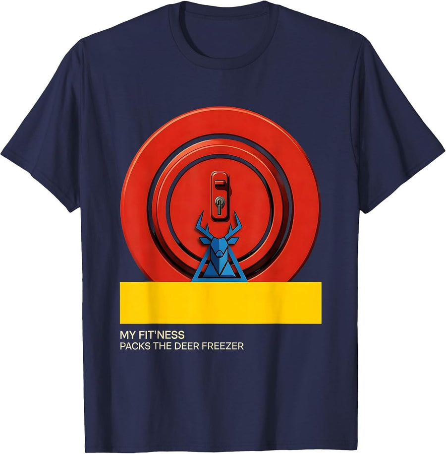 My Fit'ness Packs The Deer Freezer Funny Hunting Dad Hunter T-Shirt - Navy Blue
