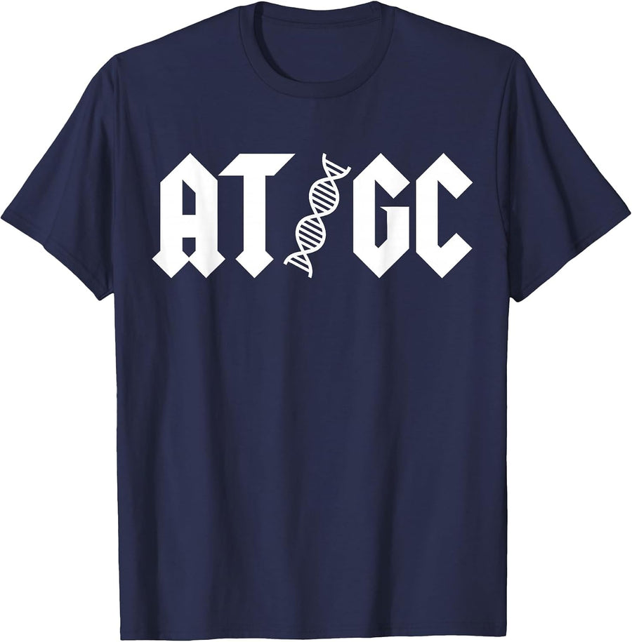 AT GC Biology DNA Strand Double Helix Teacher Student T-Shirt - Navy Blue