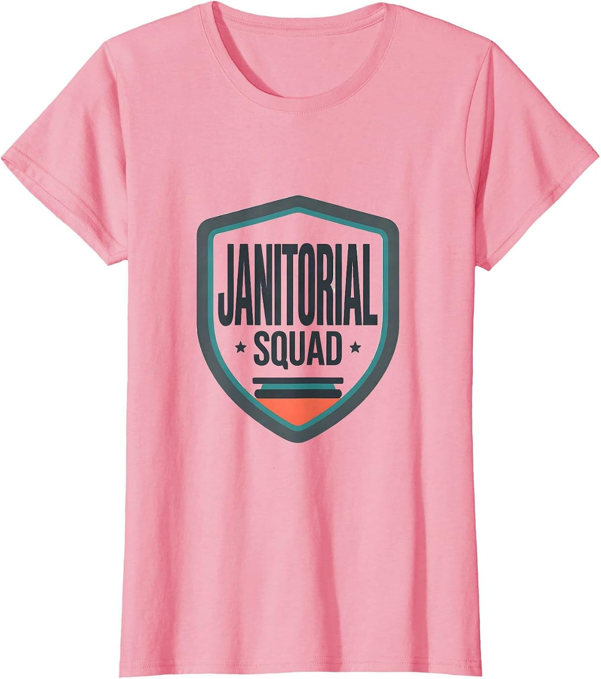 Women's Janitorial Squad Flat Vector Shield Janitor Appreciation T-Shirt - Pink