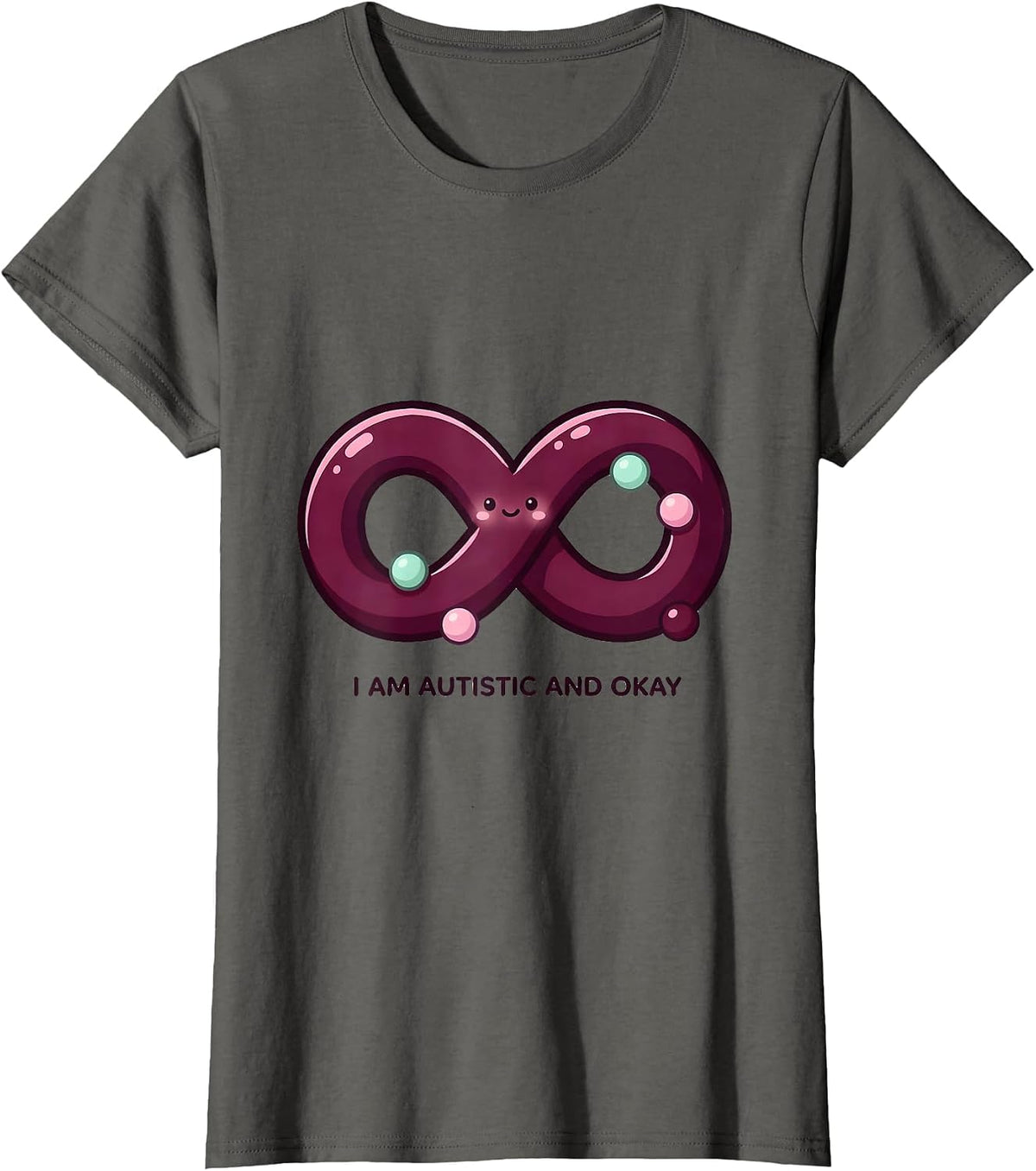 Women's I Am Autistic And Okay Cute Kawaii Neurodivergent Awareness T-Shirt - Asphalt Grey