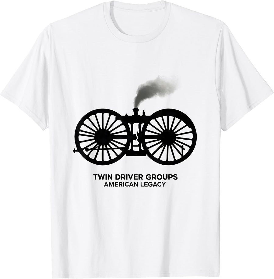 Men's Twin Driver Groups American Legacy Vintage Steam Locomotive T-Shirt - White