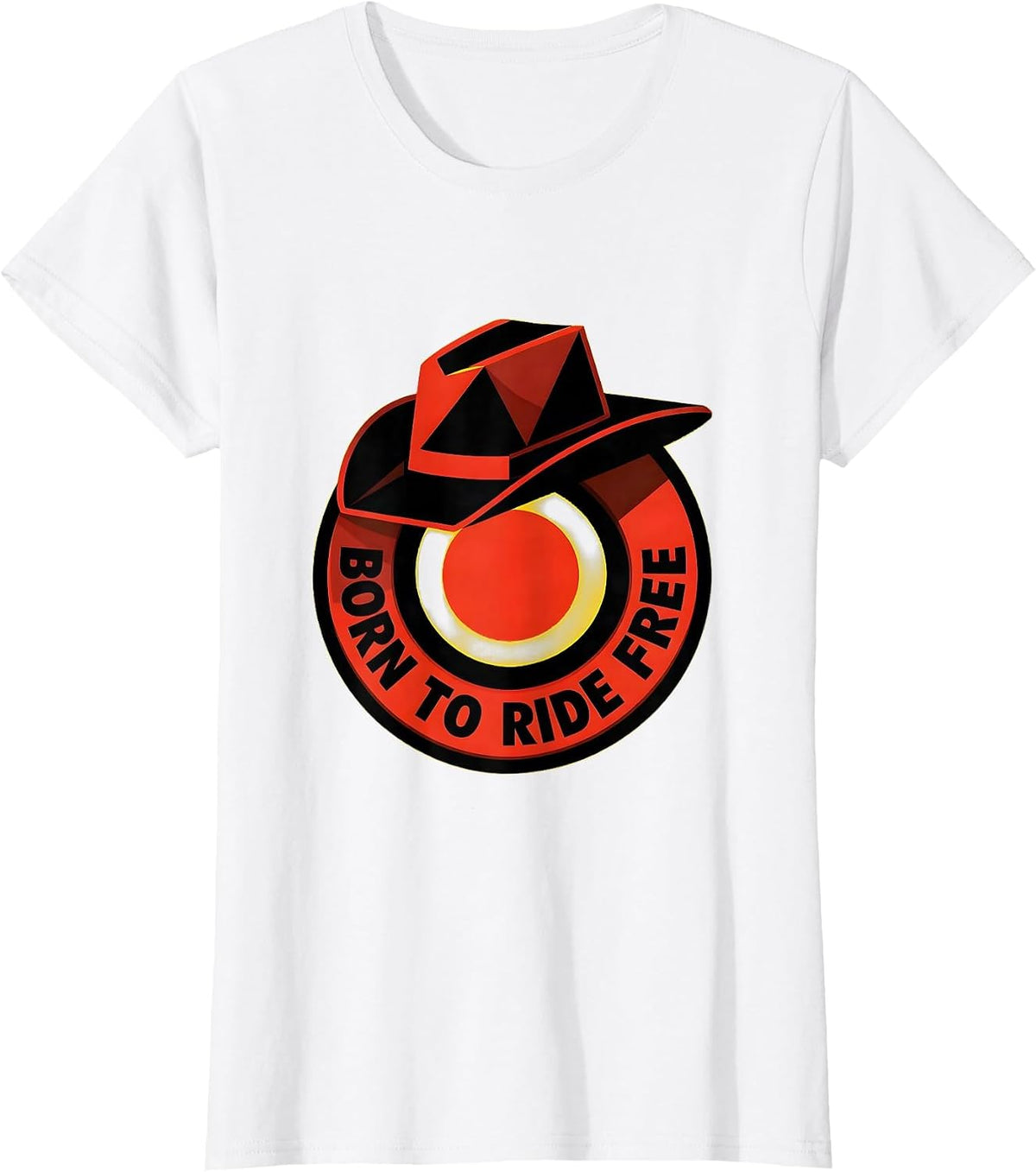 Born to Ride Free Western Spirit Design T-Shirt - White