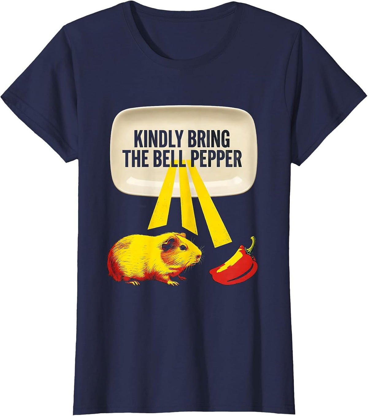 Women's Kindly Bring The Bell Pepper Funny Guinea Pig Cavy Lover T-Shirt - Navy Blue