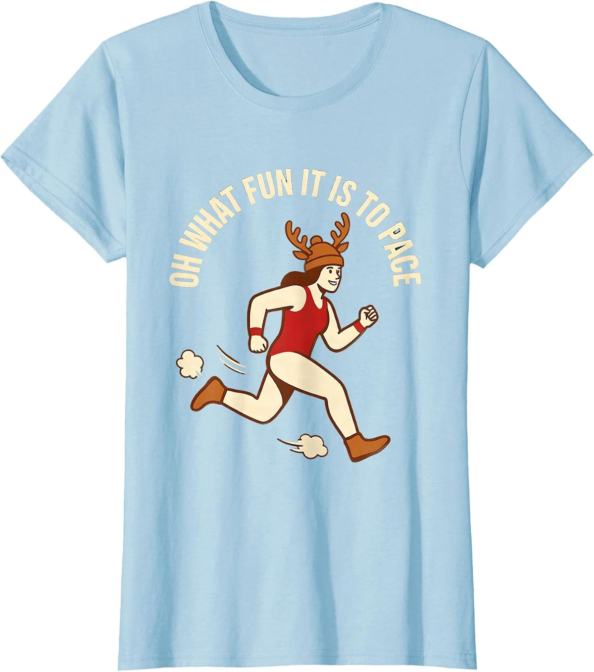 Oh What Fun It Is To Pace Funny Christmas Running Runner T-Shirt - Baby Blue