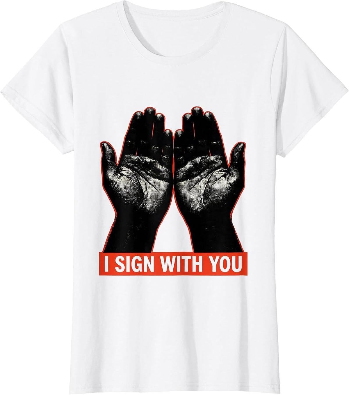 Women's I SIGN WITH YOU Stencil ASL Sign Language Teacher Gift T-Shirt - White