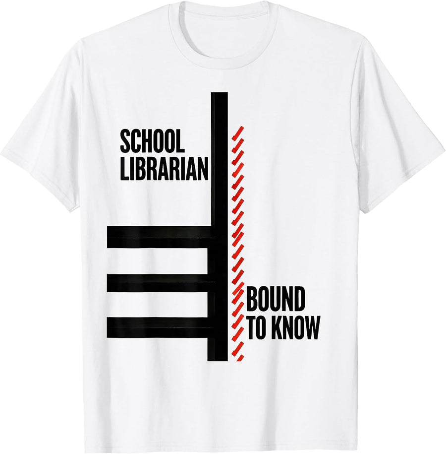 Men's School Librarian Bound To Know Minimalist Humor Book Lover T-Shirt - White