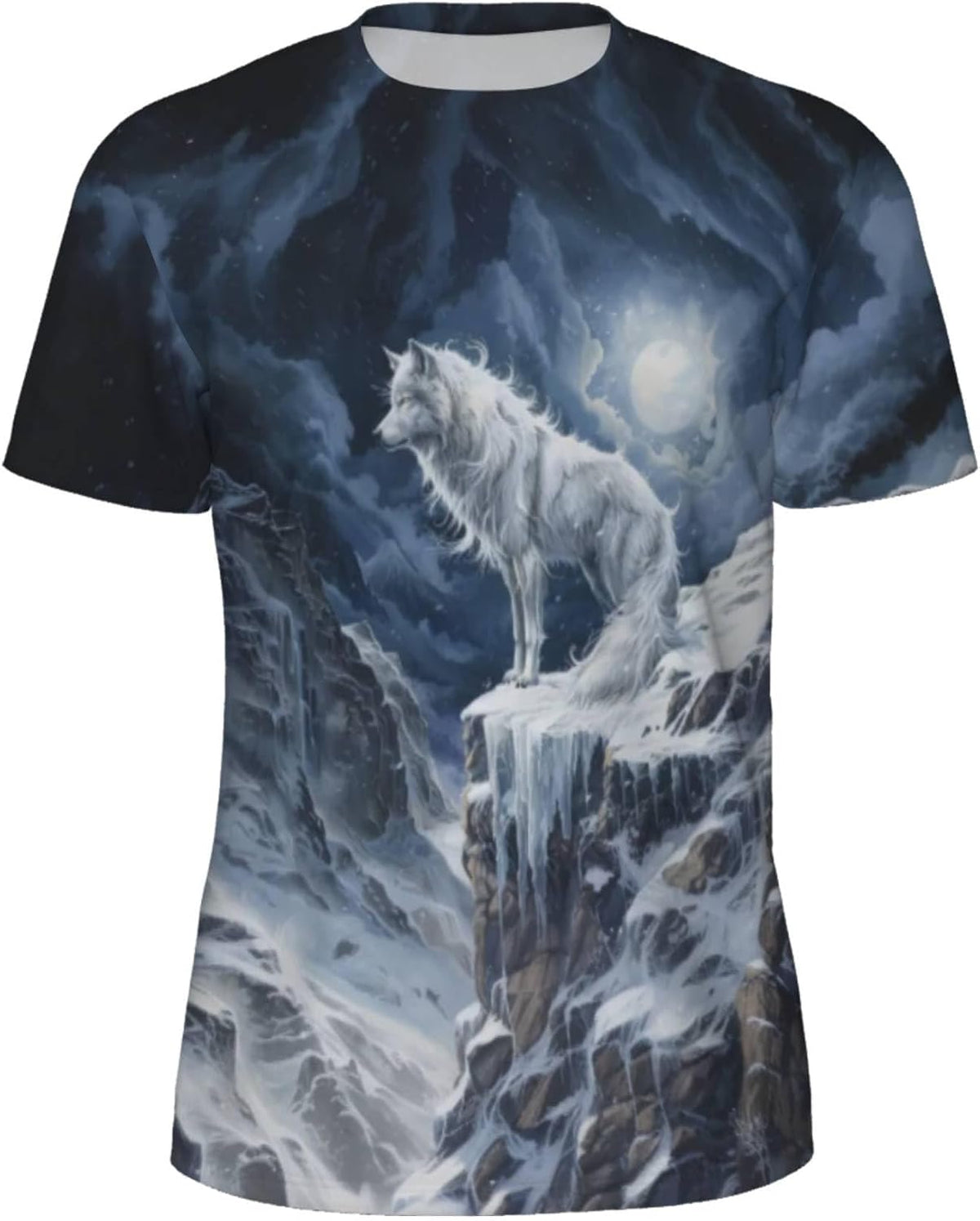 3D Pattern Printed T-Shirt Design Short Sleeve Tee Men's Graphic Top Casual Wear Cool Unique Gift - White Wolf16