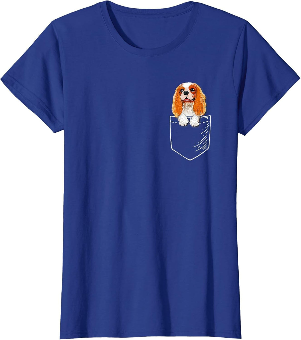 Cute Mens Womens Kids Pocket Cavalier Spaniel Dog Lover T-Shirt - Royal Blue