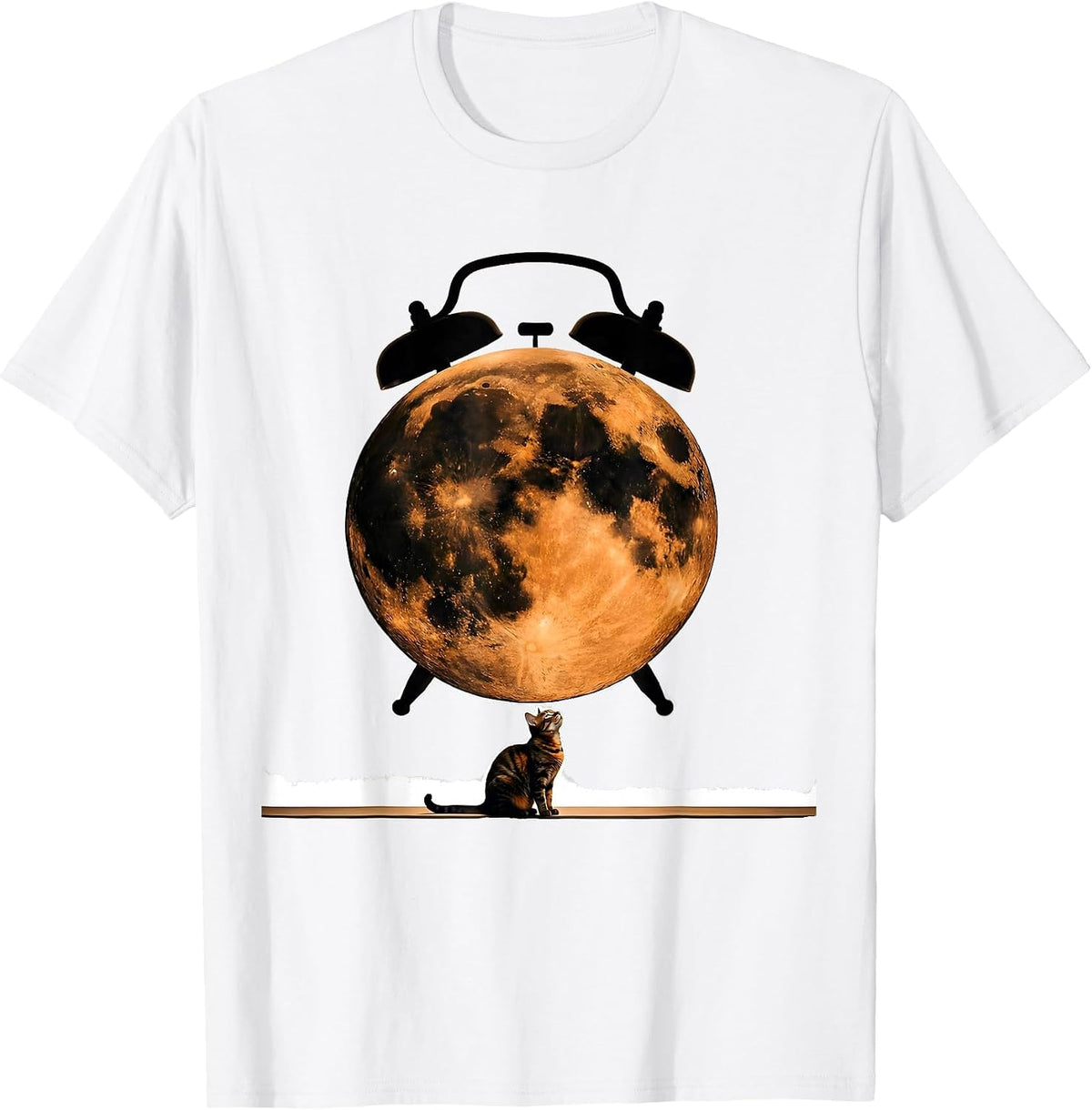 Men's Moon Howling Tortoiseshell Cat 90s Retro Parody T-Shirt - White