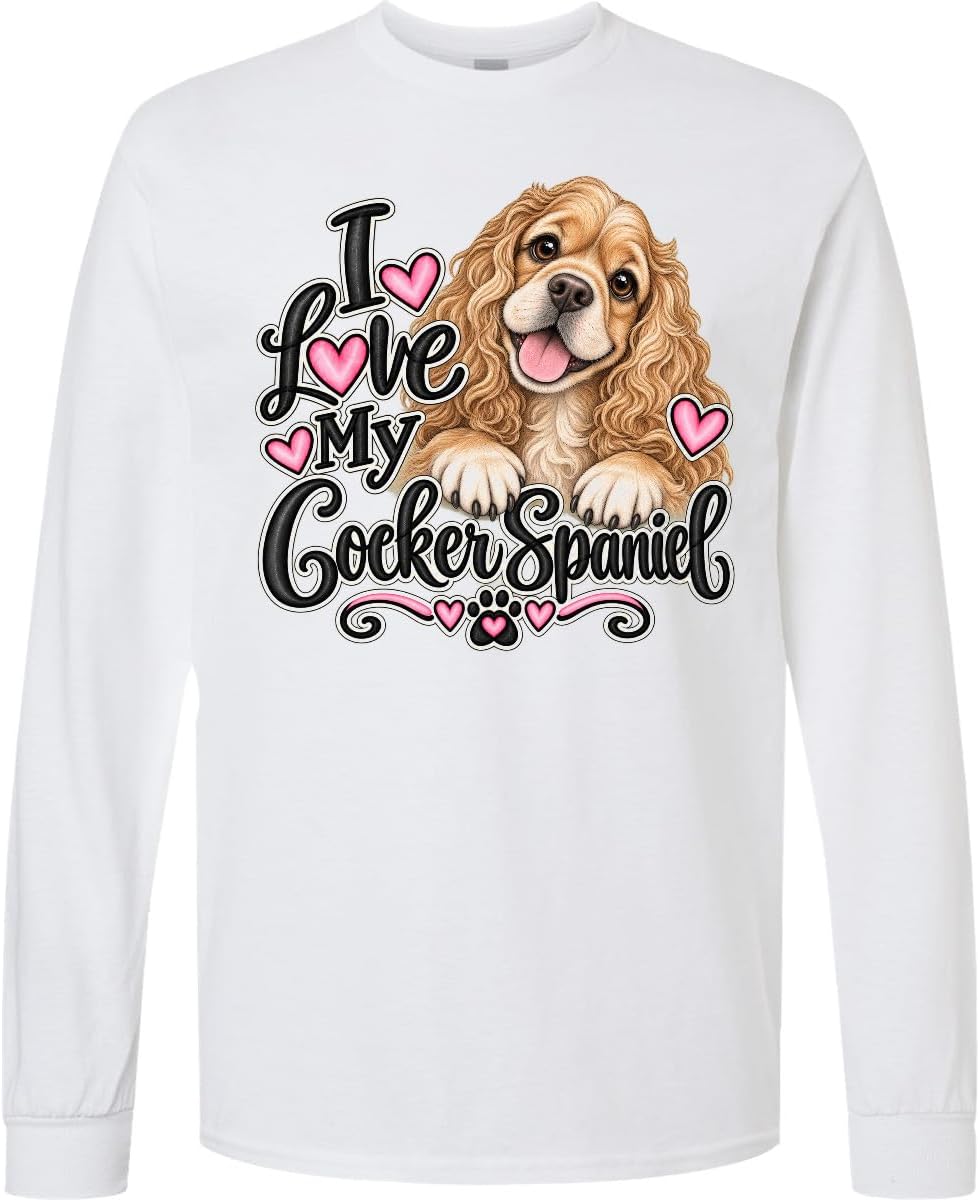 inktastic I Love My Cocker Spaniel Adult Long Sleeve T-Shirt - 0020 White