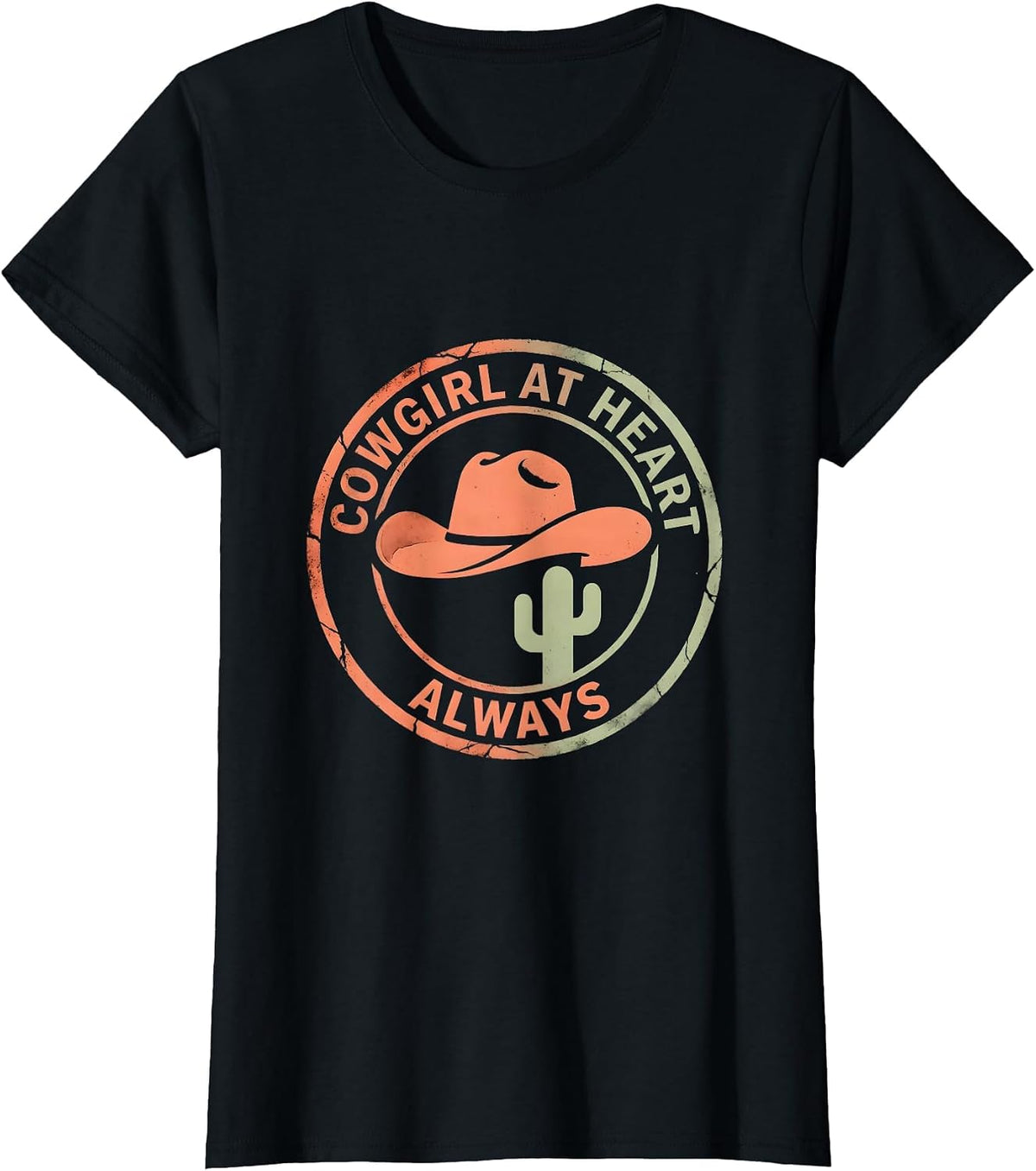 Cowgirl At Heart Always Denim Western Design T-Shirt - Black