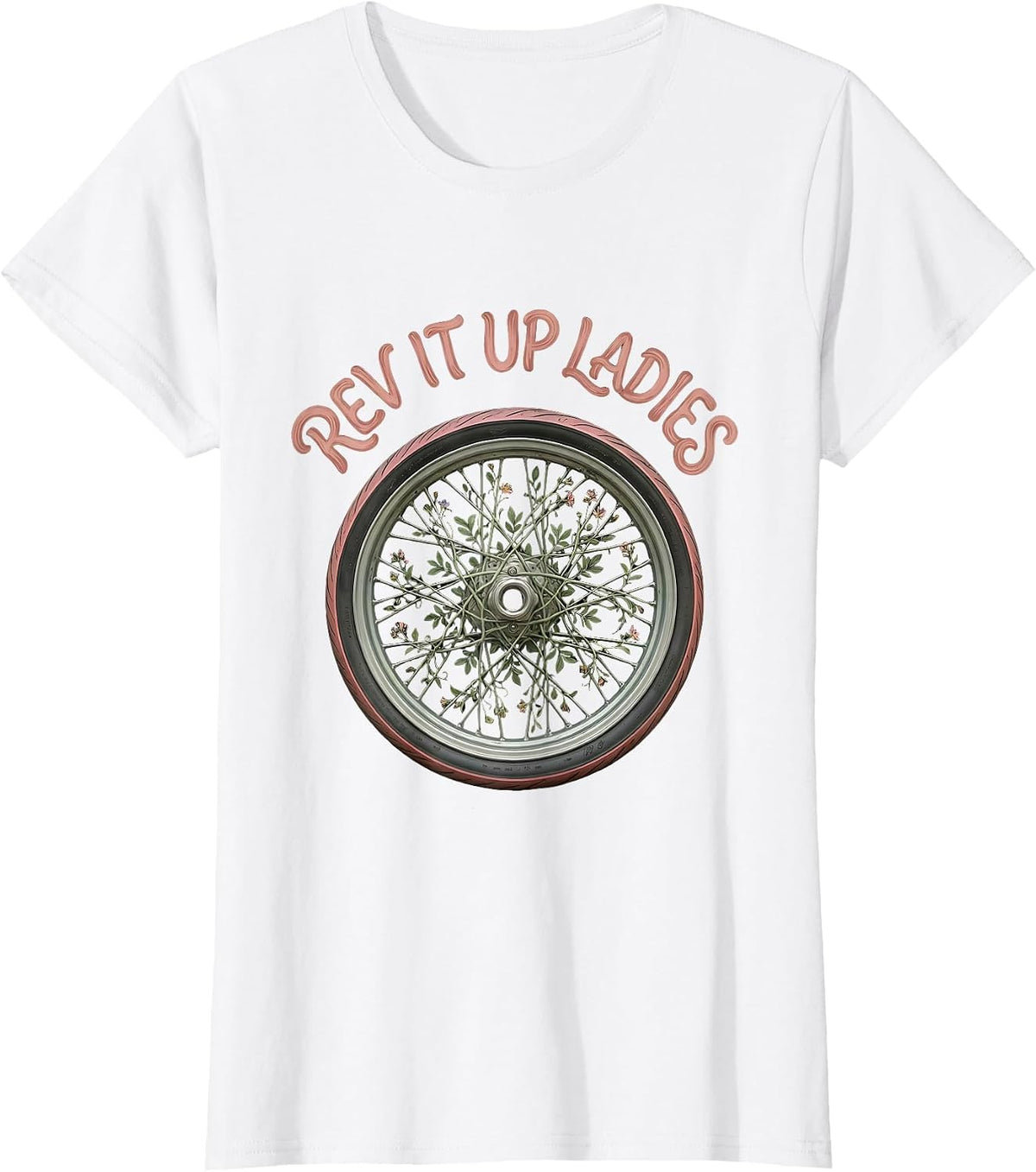 Women's Rev It Up Ladies Motorcycle Design T-Shirt - White