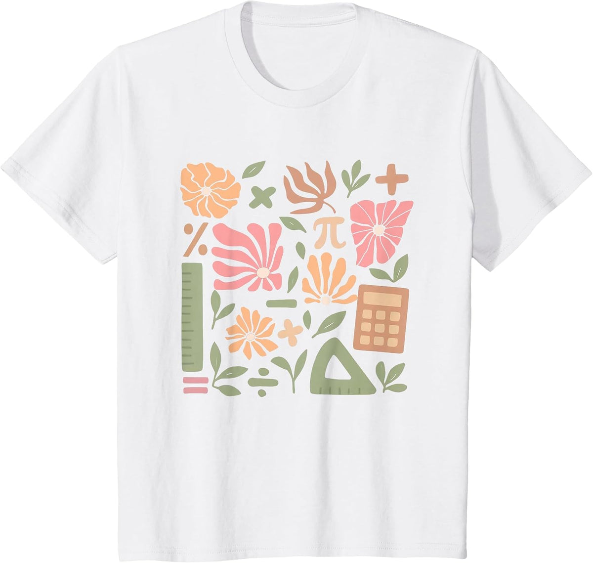 Math Teacher Boho Flowers Elementary Teacher Back to School T-Shirt - White