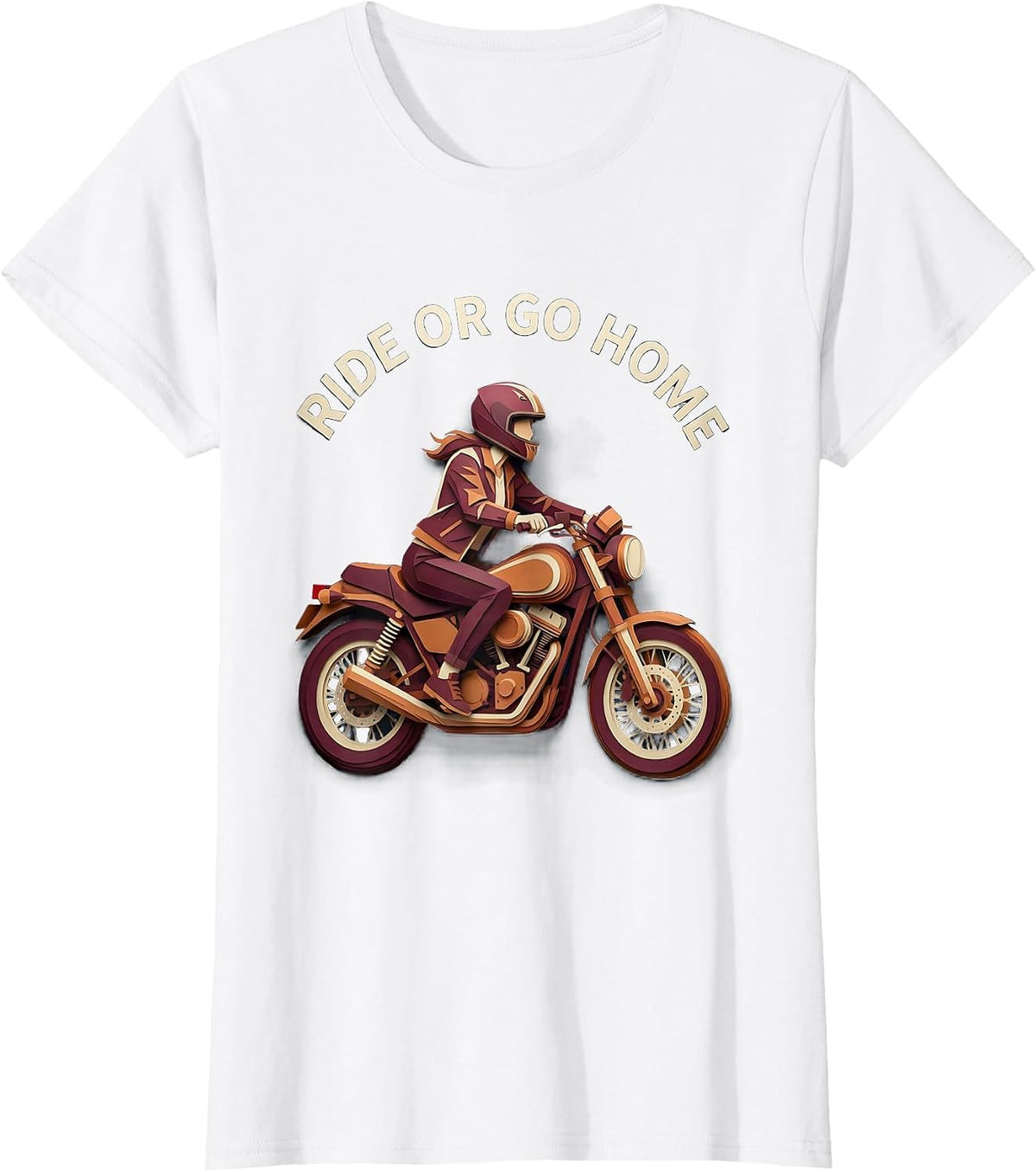 Ride or Go Home Bold Biker Caw Women Design T-Shirt - White