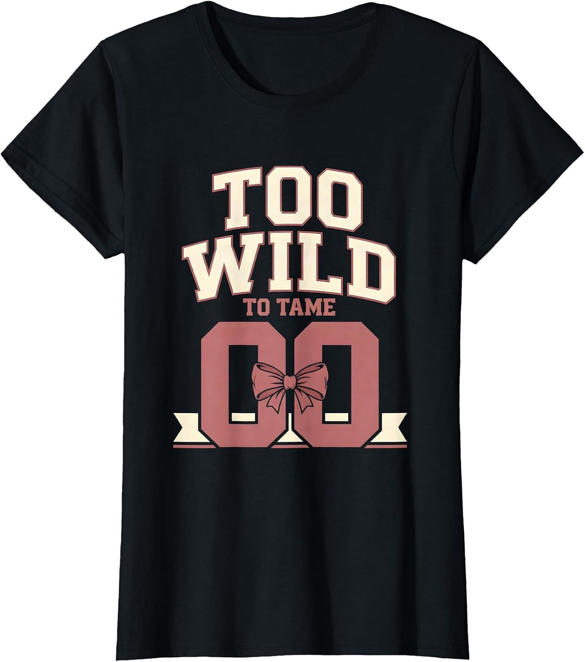 Women's Too Wild To Tame Cowboy Graphic Design T-Shirt - Black