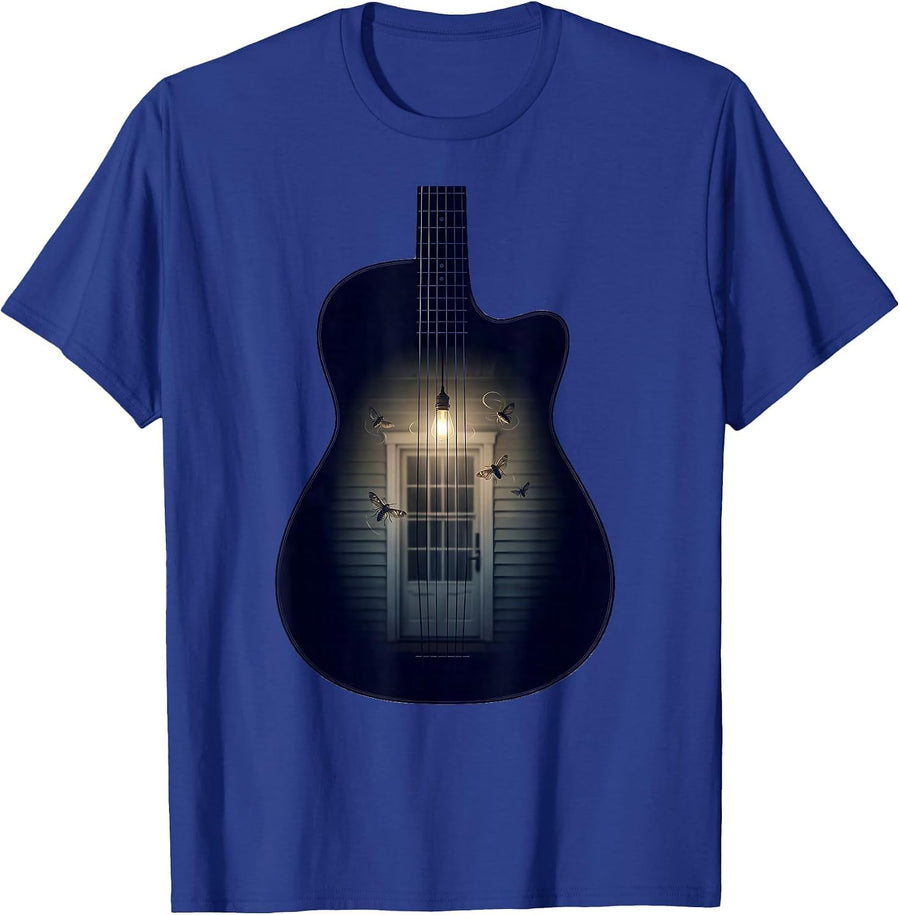 Acoustic Guitar Porch Life Guitarist Humor Vintage T-Shirt - Royal Blue