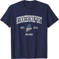 Kennebunkport Maine ME Vintage American Flag Sports Design T-Shirt - Navy Blue