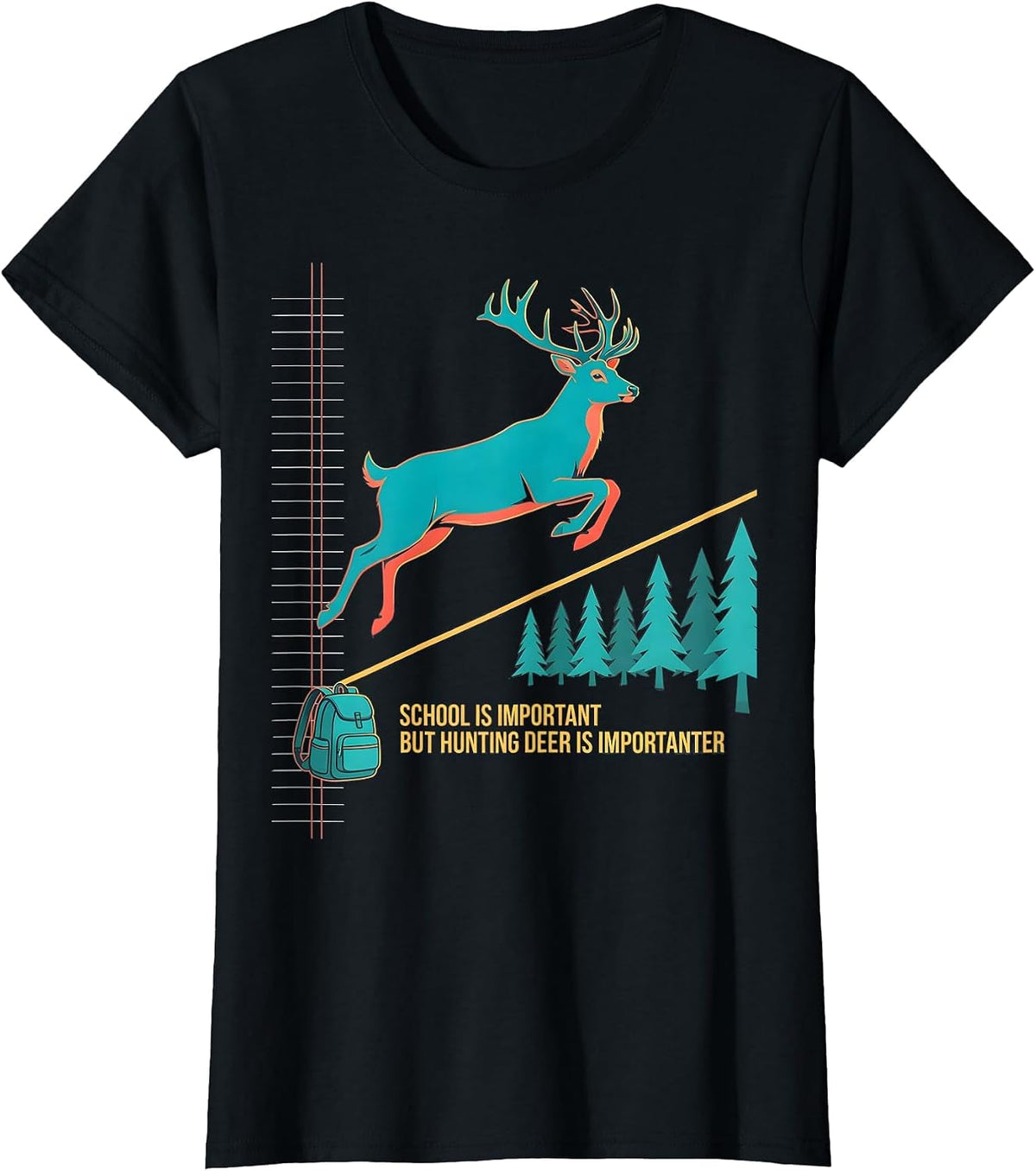 Women's School Is Important But Hunting Deer Is Importanter Kids T-Shirt - Black