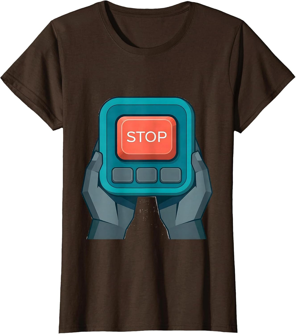 Women's Stop Flat Vector AAC Speech Therapy Communication Advocacy T-Shirt - Brown