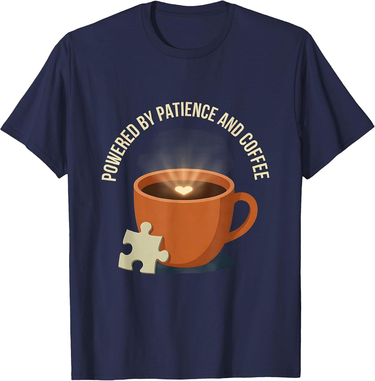 Men's Powered by Patience and Coffee Sped Teacher T-Shirt - Navy Blue