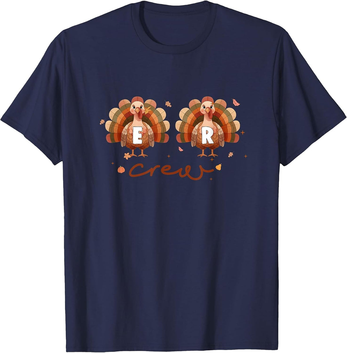Thanksgiving Nurse Turkey Day Fall Love ER Emergency Room T-Shirt - Navy Blue