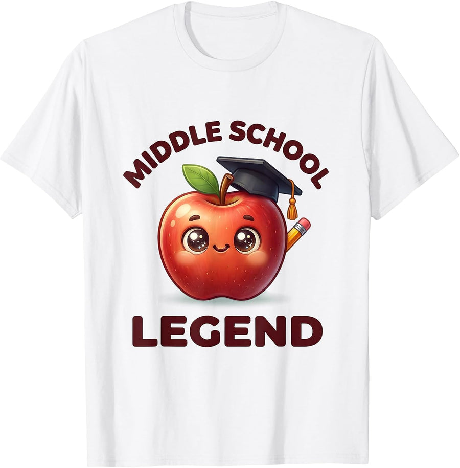 Middle School Legend Educator Graphic Design T-Shirt - White