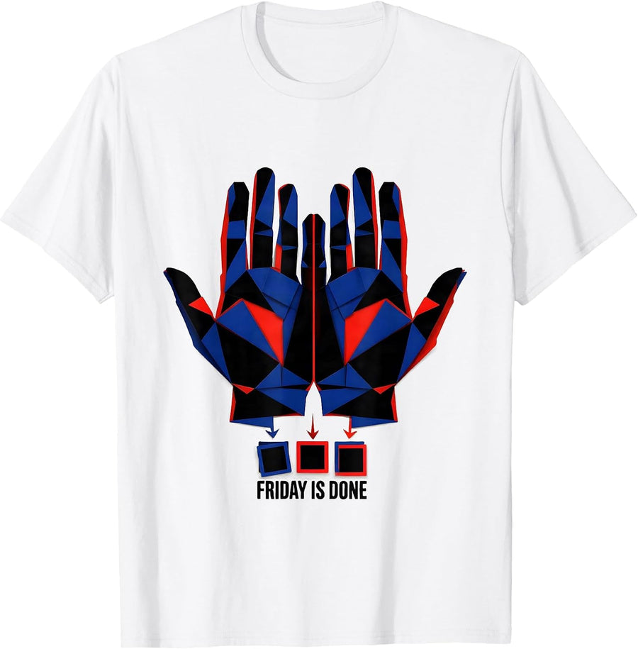 Men's Friday Is Done Geometric ASL Sign Language Teacher Classroom T-Shirt - White