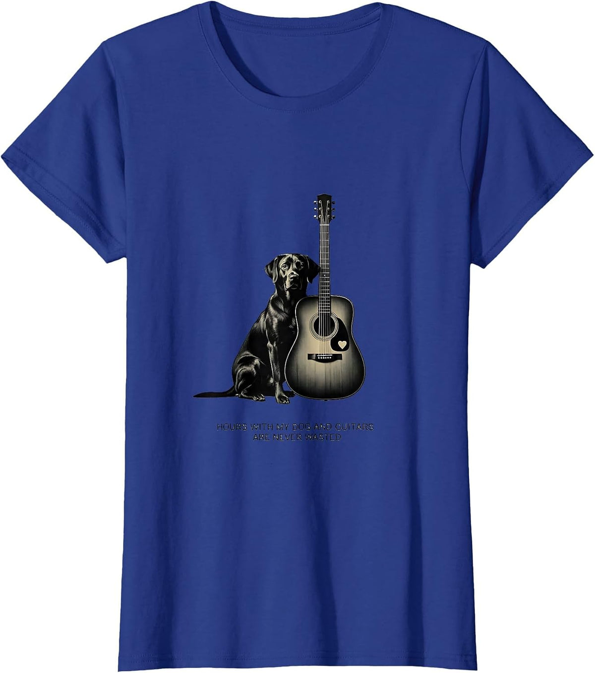 Women's Hours With My Dog And Guitars Are Never Wasted Guitarist T-Shirt - Royal Blue