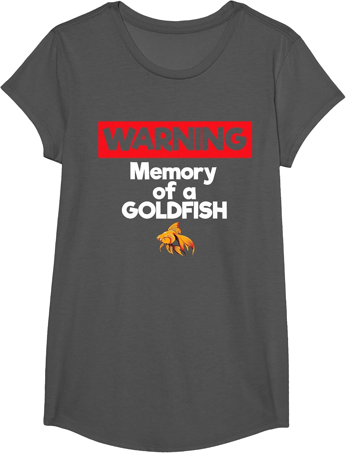 Warning Memory of a Goldfish Short Term Memory T-Shirt T-Shirt - Girls Asphalt Grey