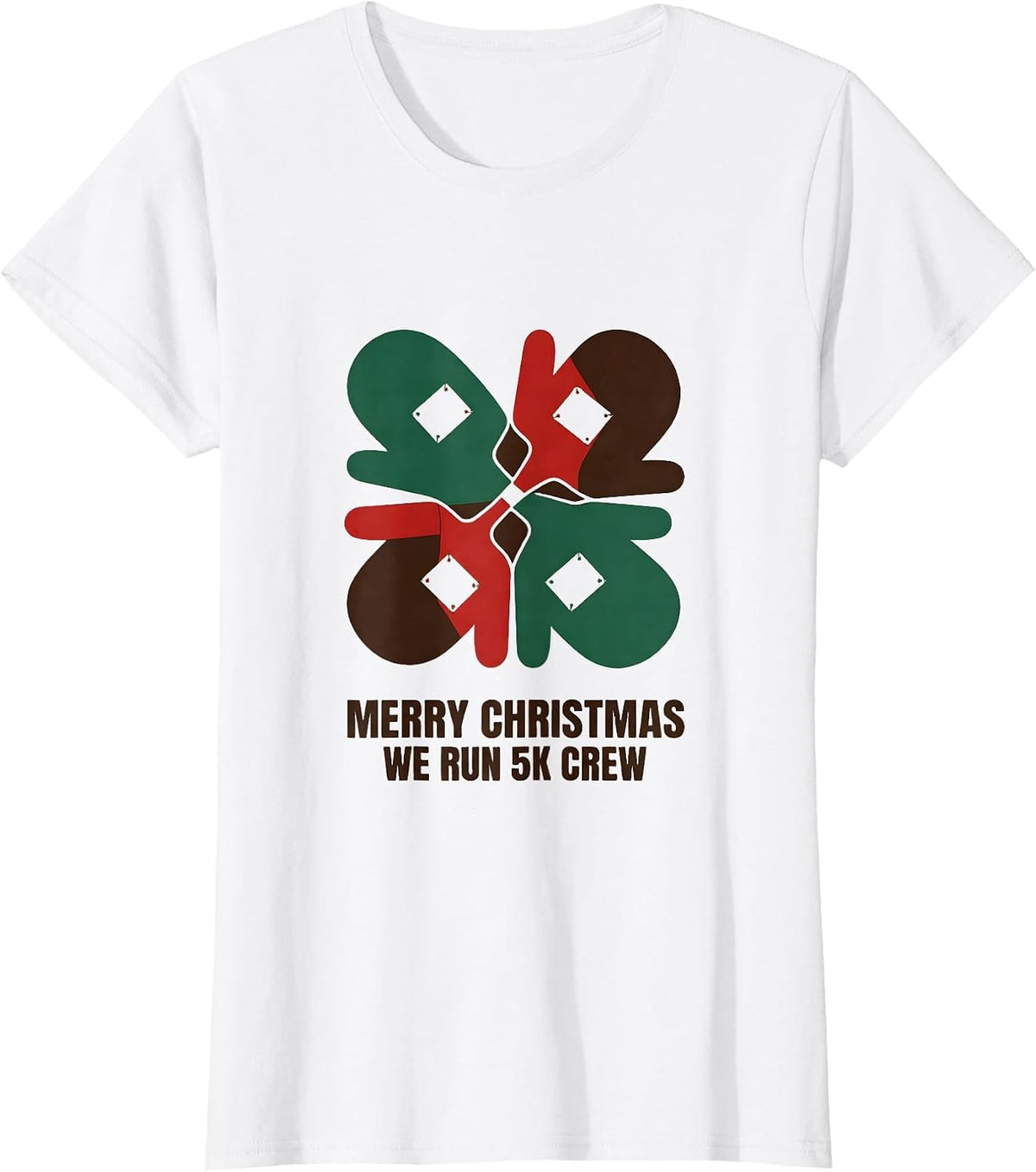 Merry Christmas, We Run 5K Crew Funny Running Squad Holiday T-Shirt - White
