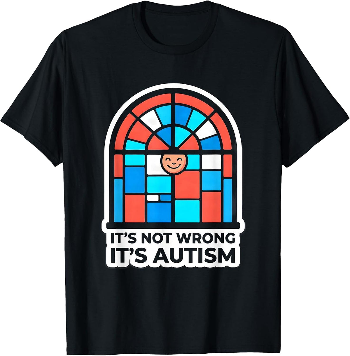 Men's It's Not Wrong It's Autism Sticker Style Neurodiversity T-Shirt - Black