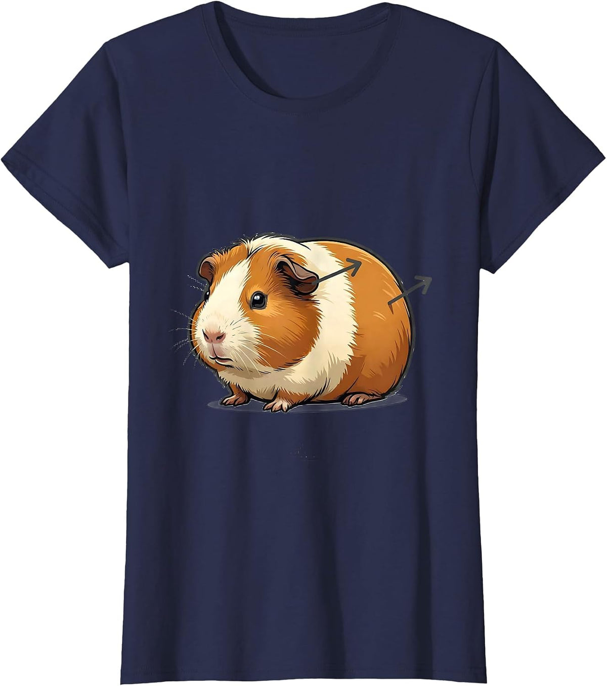 Women's Cartoon Guinea Pig Specimen Display Pet Lover Humor T-Shirt - Navy Blue