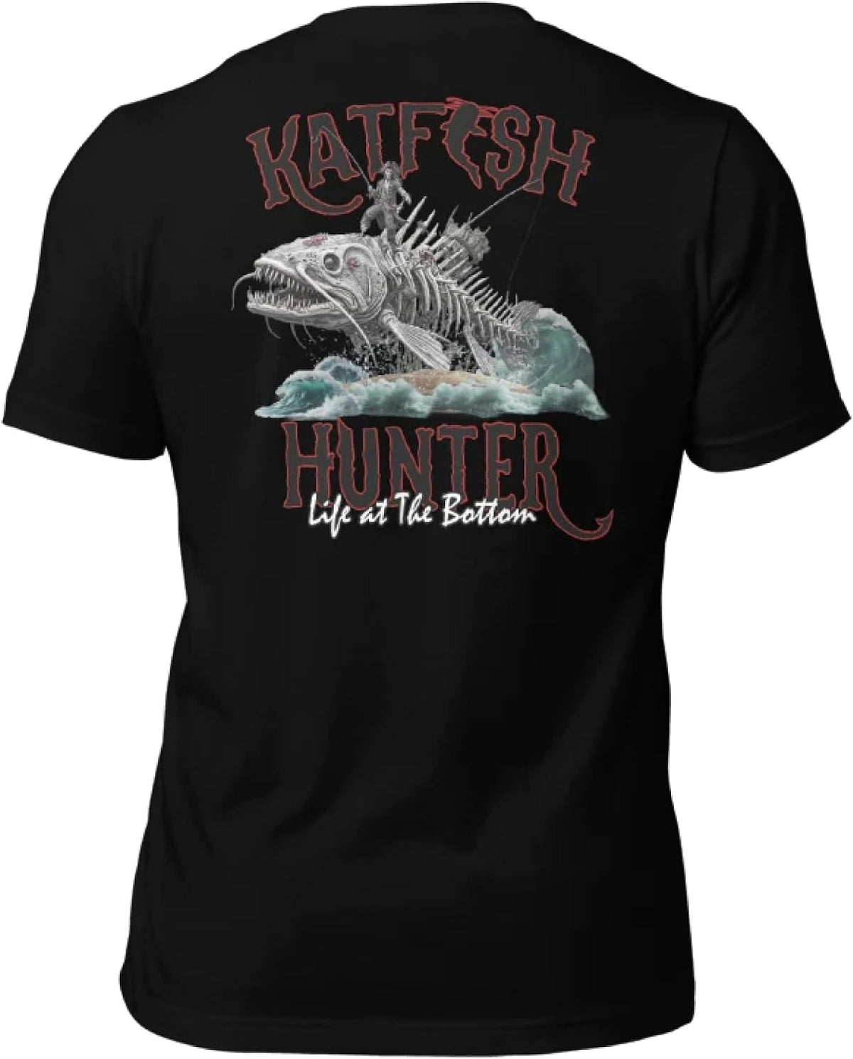 KATFISH Hunter Catfish Fishing T Shirt for Men, Dad Gift Graphic Tee - Black