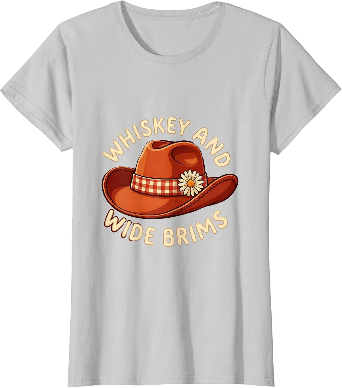 Whiskey and Wide Brims Cowgirl Design T-Shirt - Silver Grey
