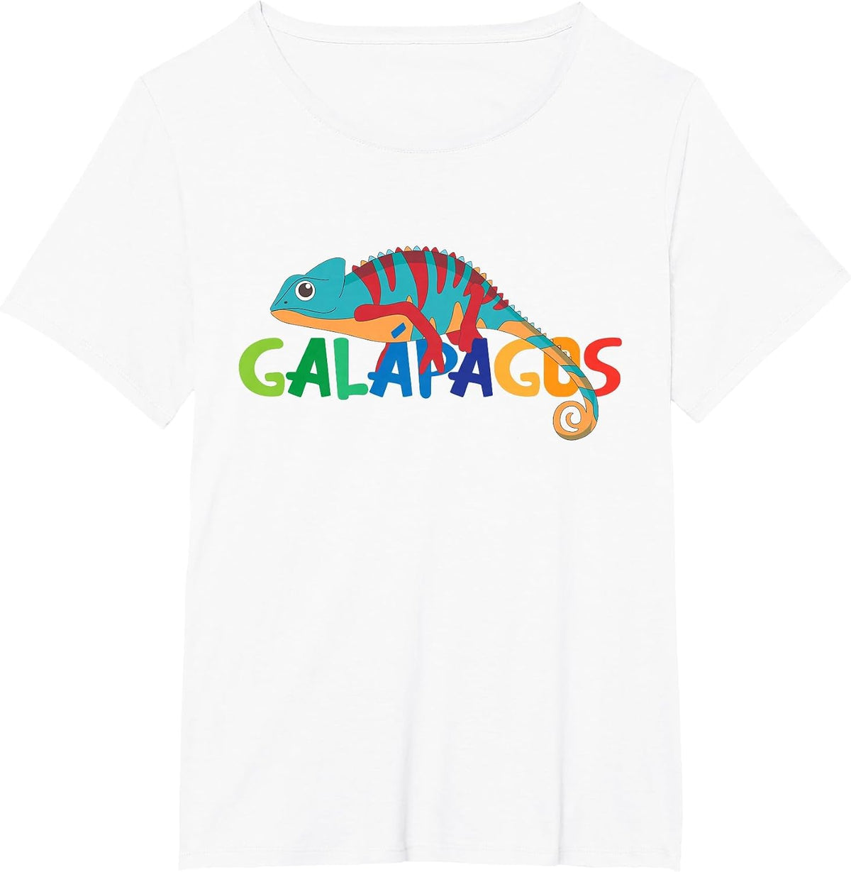 Galapagos Islands Summer Colorful Chameleon Exotic Animal T-Shirt - White